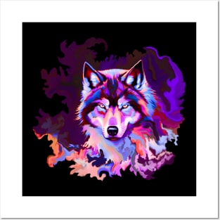 Mystic Wolf Purple Posters and Art